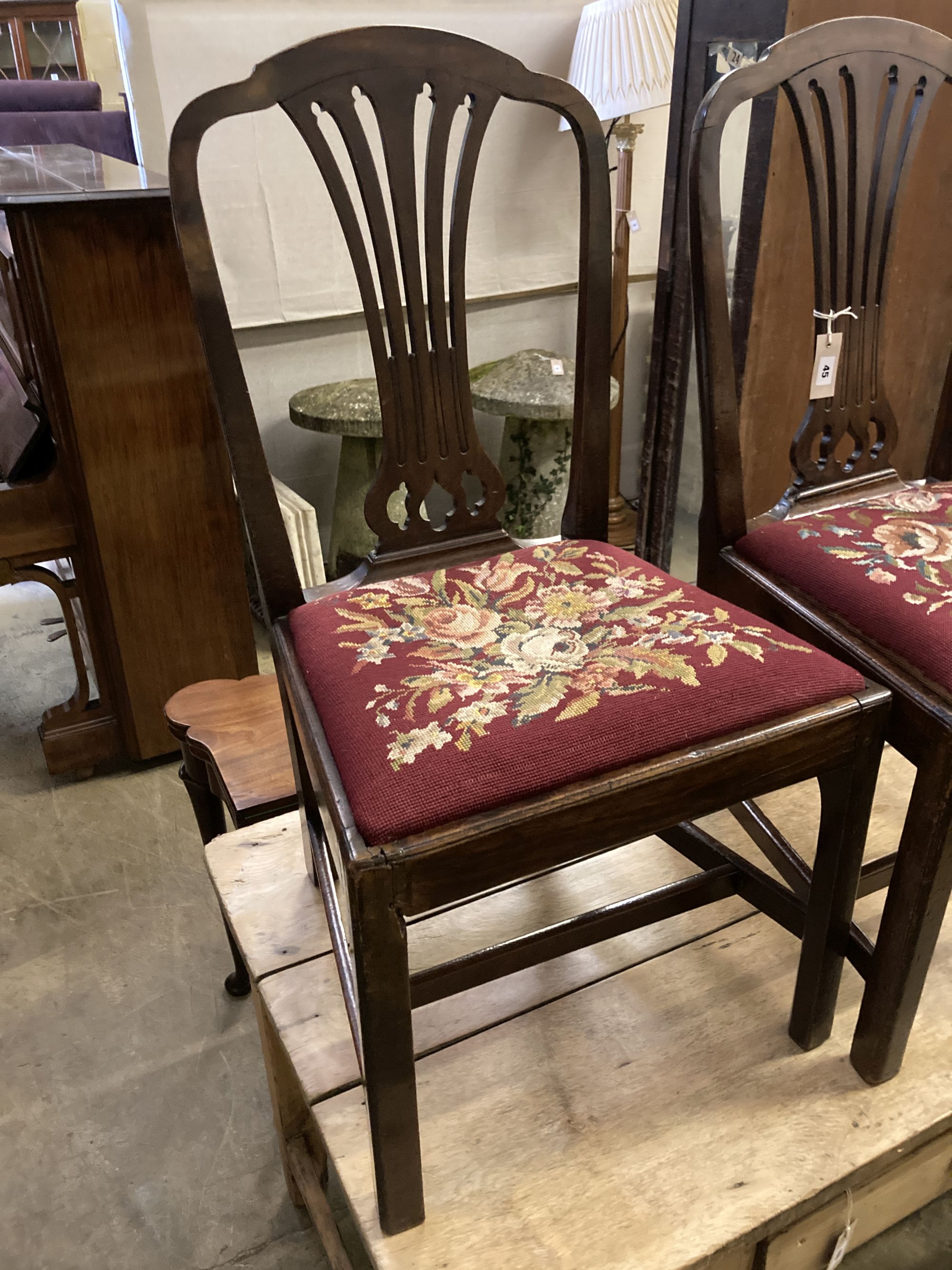 A pair of George III mahogany dining chairs